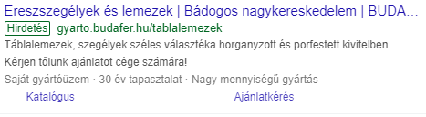 gyártó google ads hirdetés